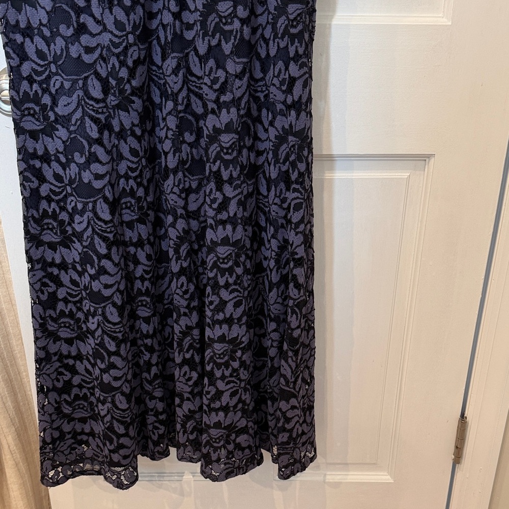 Eliza J Navy Floral Lace Dress with Cap Sleeves - Picture 4 of 6